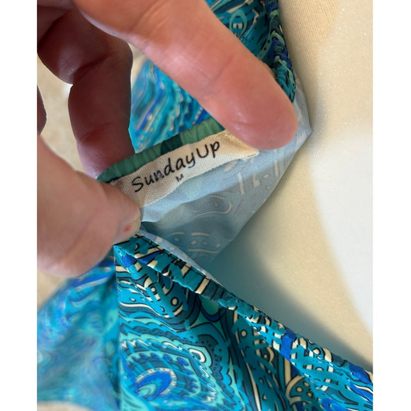 Sunday Up Women's Sz M Blue Multicolor Paisley Backless Halter Midi Dress #0325 - Picture 9 of 13